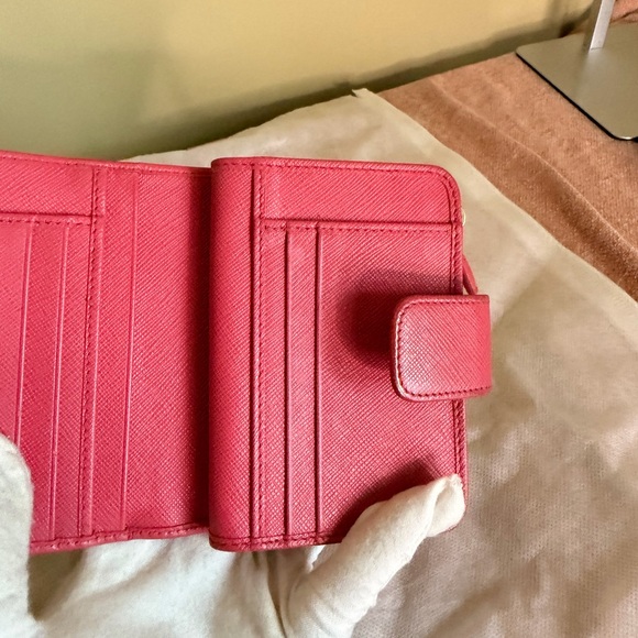 Prada Saffiano Leather Compact Wallet in a Fuchsia color Wallet - Picture 10 of 16